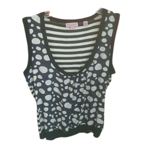 TED BAKER LONDON NAVY-CREAM CARDIGAN SWEATER SET - Picture 3 of 7